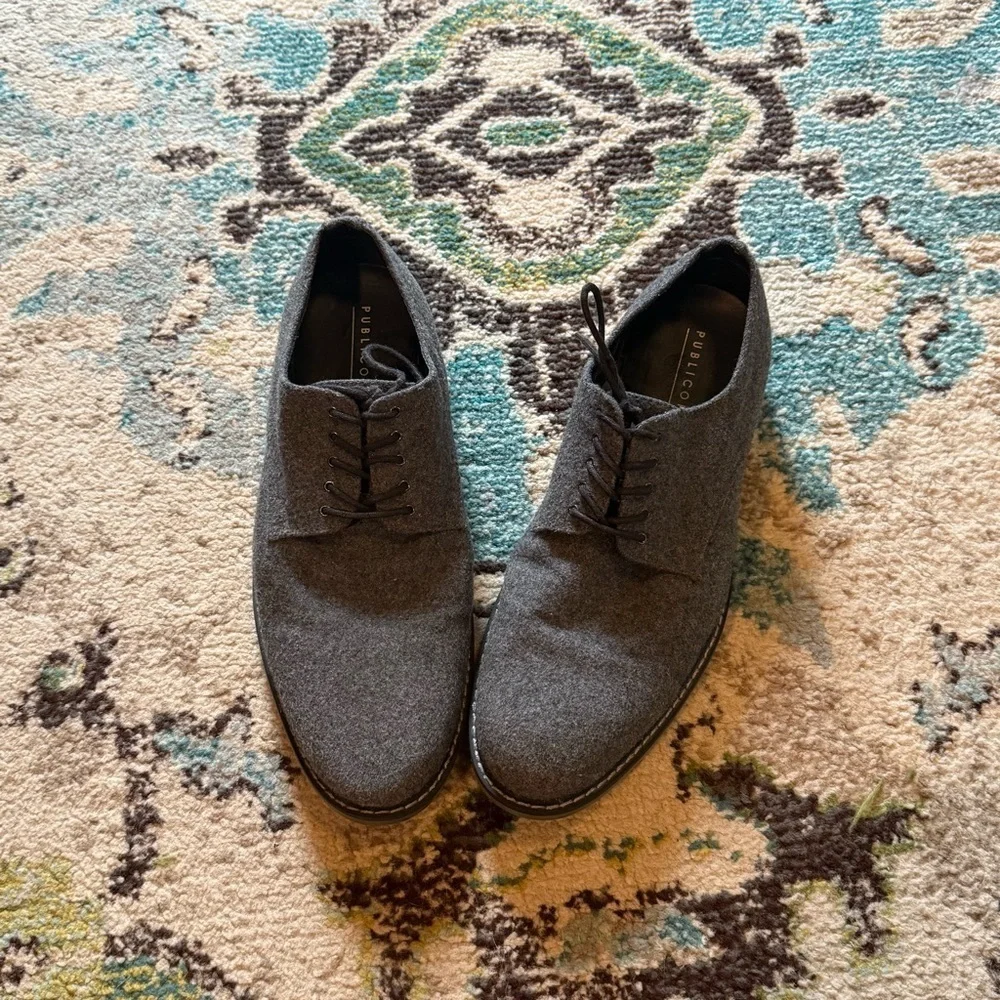 Gray Men's Wool Public Opinion Oxford Shoes